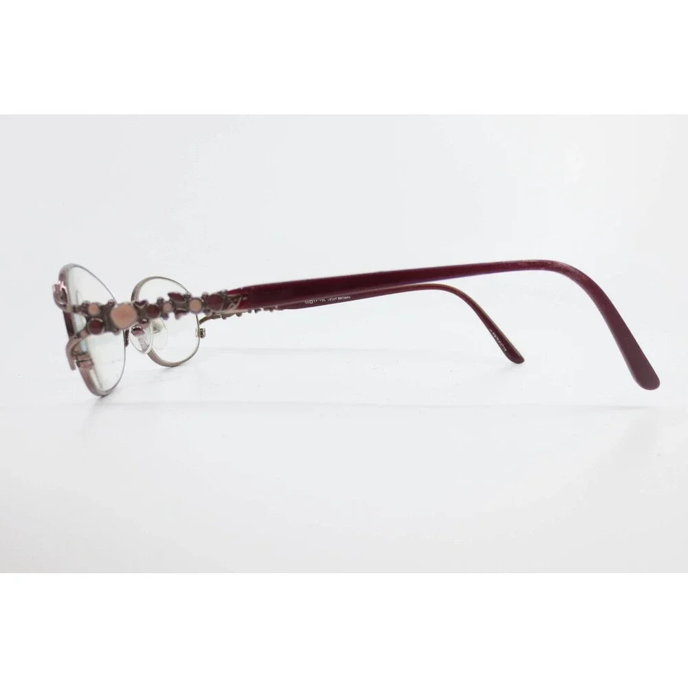 Bulova Manila Eyeglasses Light Brown Oval Frames Decorative Temples 53-17-135